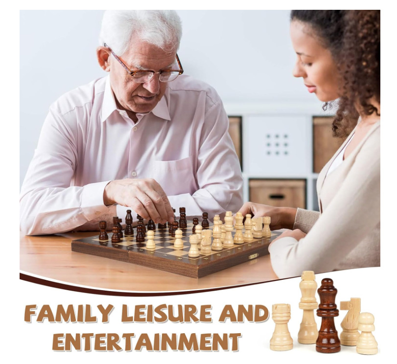 ชุดหมากรุกสากลไม้วอลนัท+MDF (แม่เหล็ก) Gold Knight Wooden Chess Set 1