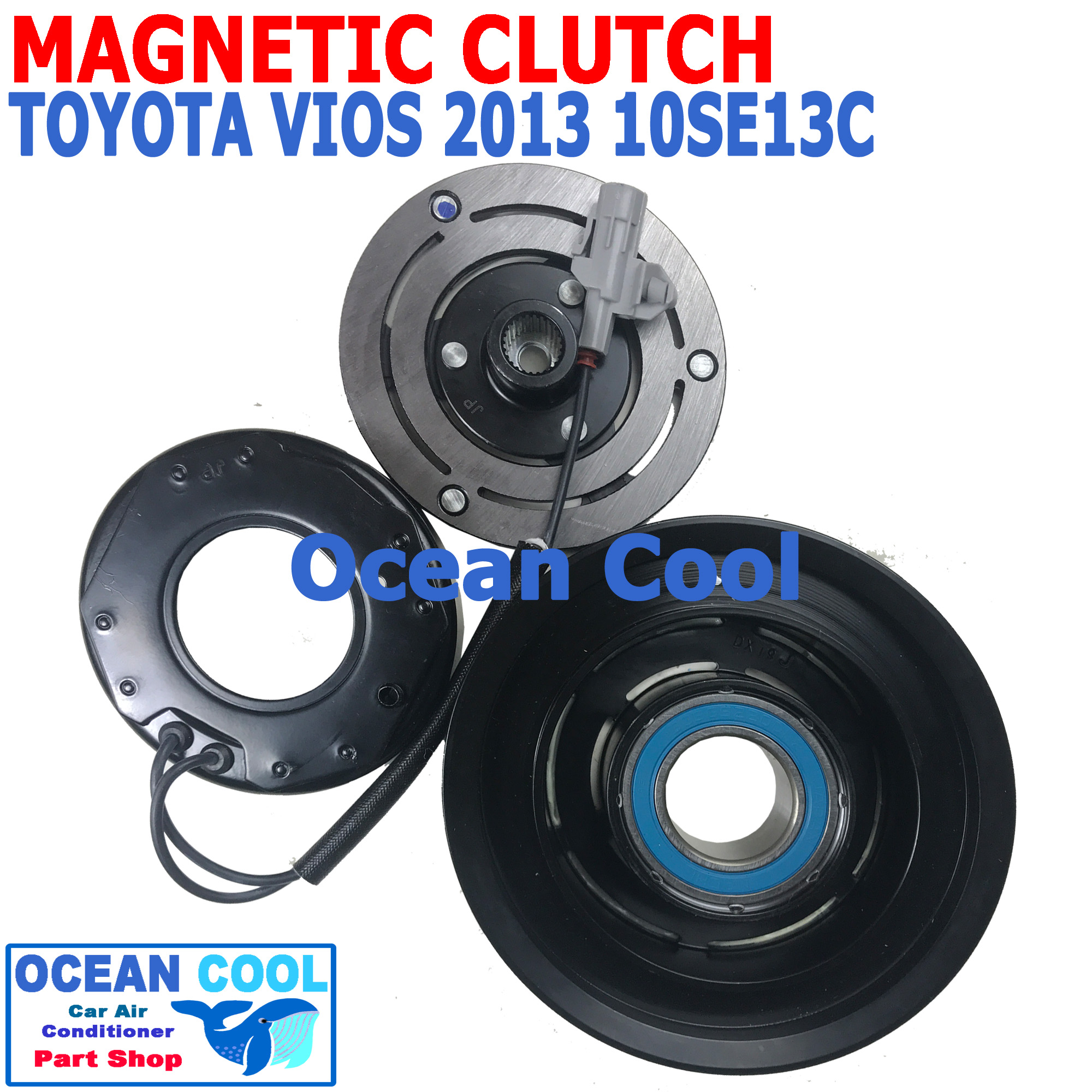 คลัชคอมแอร์ โตโยต้า วีออส 2013 - 2015 10SE13C MGC0050 Magnetic Clutch toyota vios ชุดหน้าคลัชคอมแอร์ สำหรับคอม 10SE13C อะไหล่ แอร์ รถยนต์ ลูกปืนมู่เล่ NSK แท้