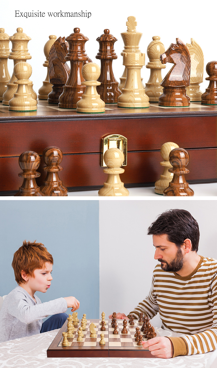 ชุดหมากรุกสากลไม้ German Knight Staunton Wooden Chess Set 3