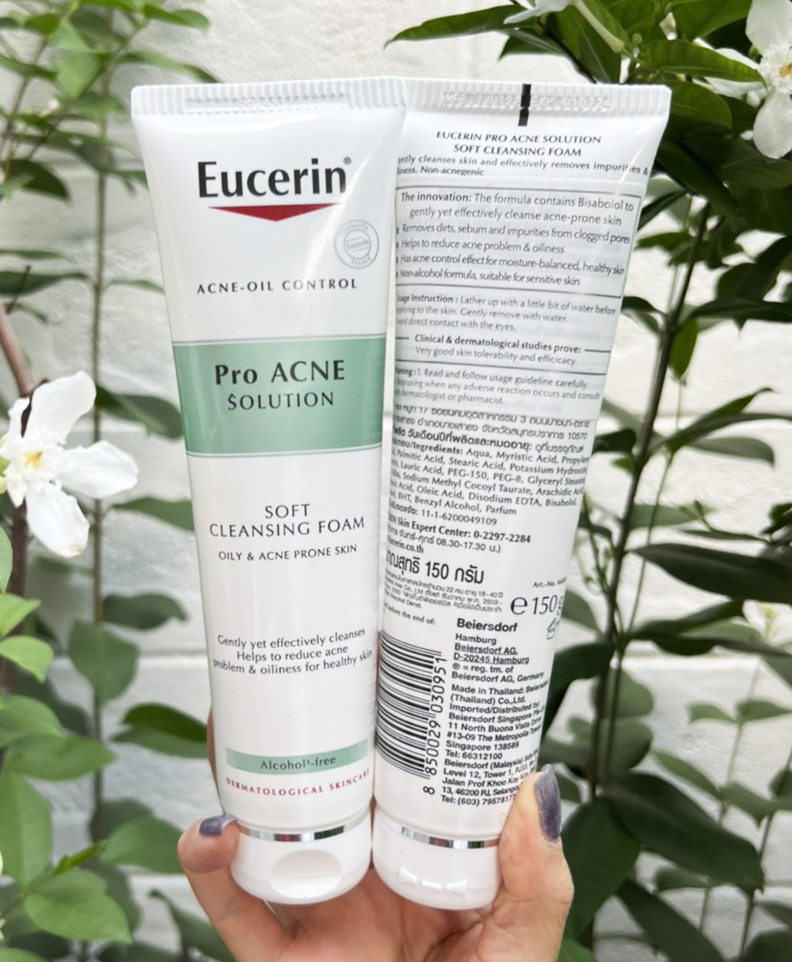 Eucerin Pro Acne Solution Soft Cleansing Foam 150g. ผลิตภัณฑ์ล้างหน้า สำหรับผิวมันเป็นสิวง่าย