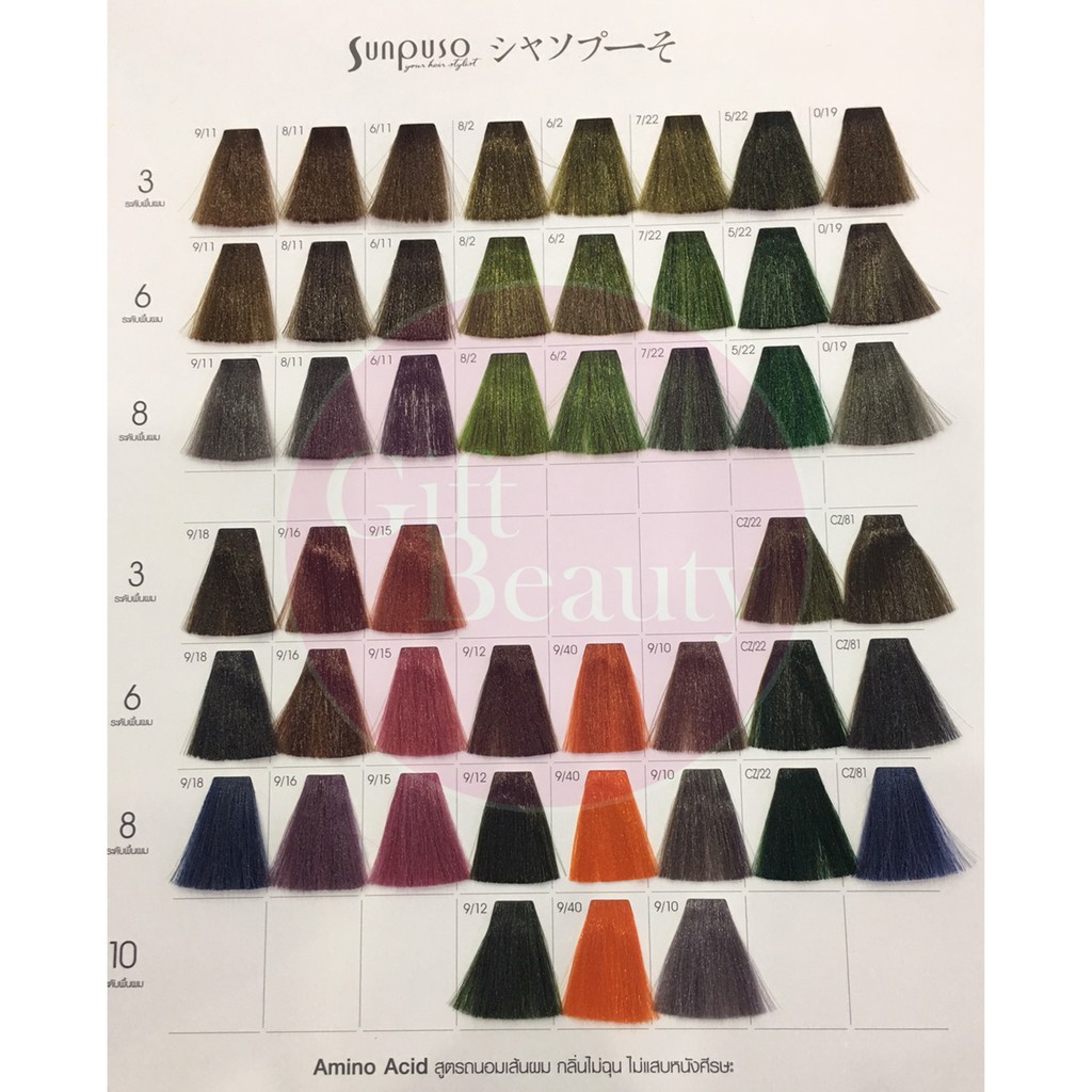 แท้พร้อมส่ง○ (รวมไฮ) (โทนแฟชั่น) SUNPUSO Hair Color Cream ซันปุโซะ ครีมย้อมสีผม