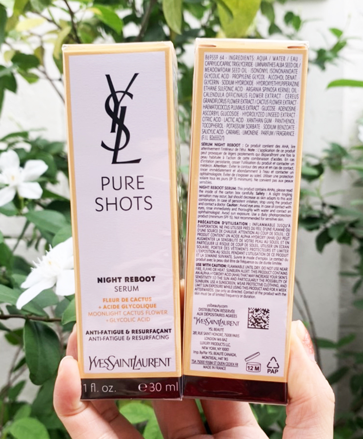 YSL Yves Saint Laurent Pure Shots Night Reboot Serum 30ml. ของแท้ 100% เซรั่ม