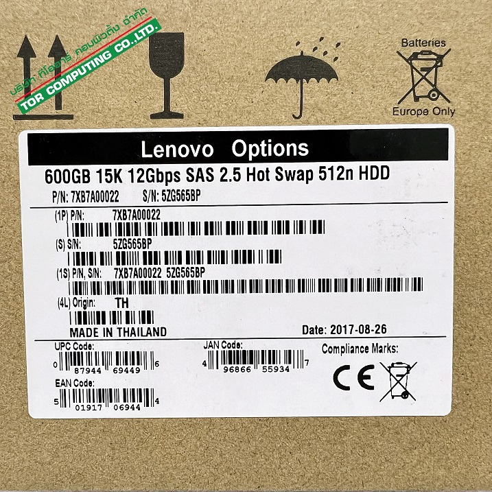 LENOVO 00YK011 - ThinkSystem 600GB 15K 12G SAS 512n 2.5in HDD