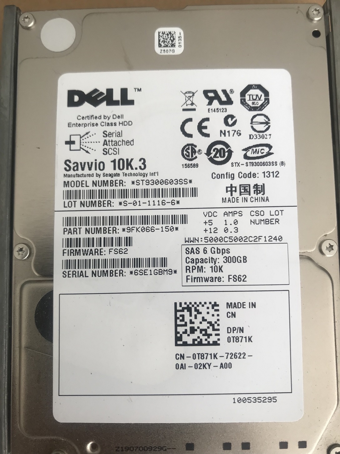 Dell 0T871K, 9FK066-150, ST9300603SS [TorCompTH Thailand ขาย จำหน่าย ราคา] Dell 300GB 10K 6Gb SAS 2.5in HDD