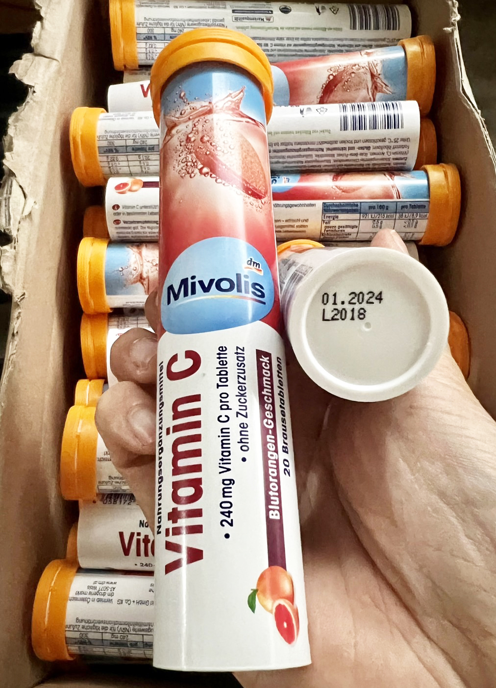 Das gesunde Plus Vitamin C วิตามินเม็ดฟู่ละลายน้ำ ฝาสีส้ม Vitamin C 240mg. จากเยอรมัน