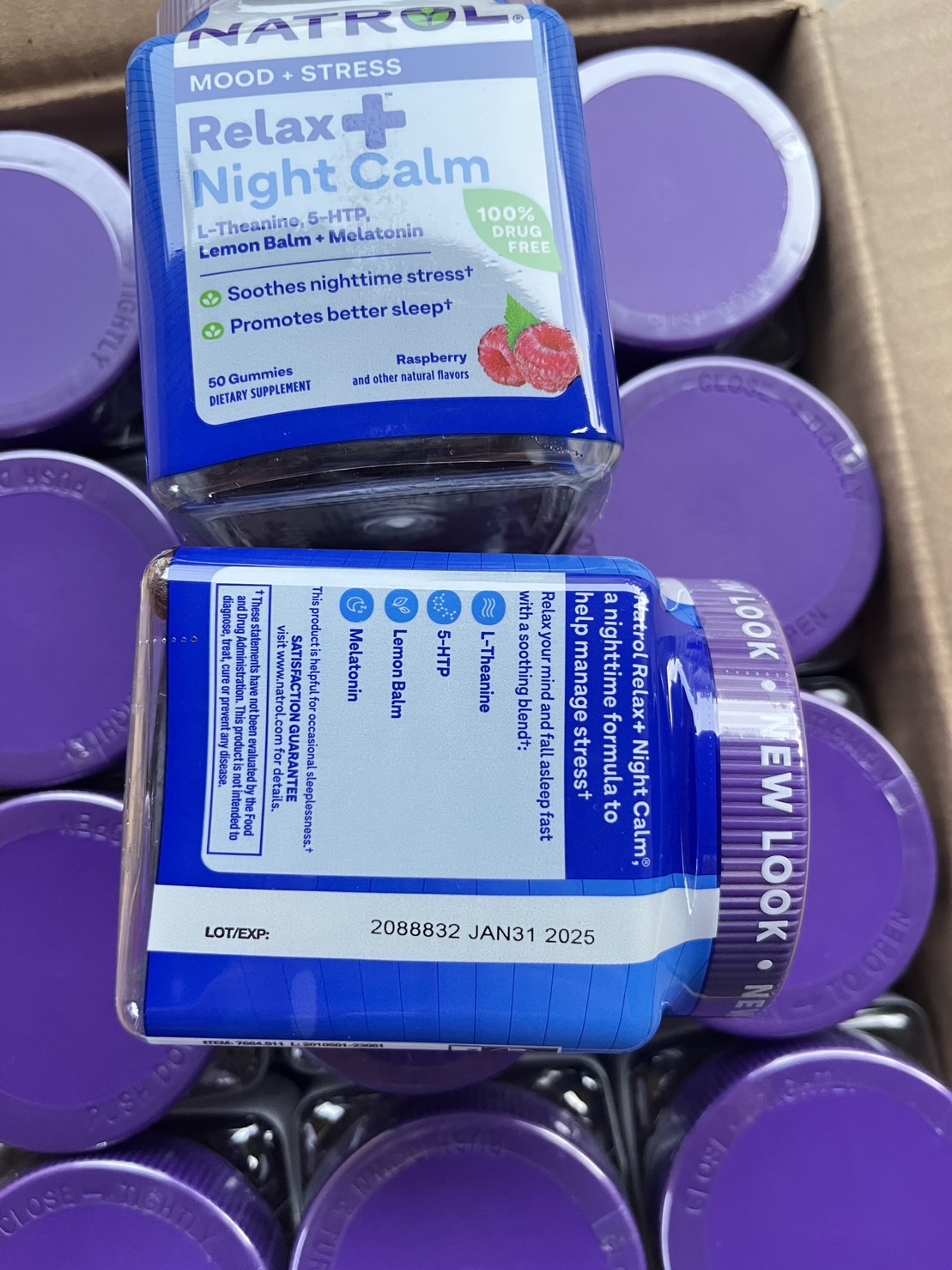 Natrol Relax+ Night Calm Daily Stress Relief Gummies Raspberry (เมลาโทนิน 3mg.) บรรจุ 50 ชิ้น