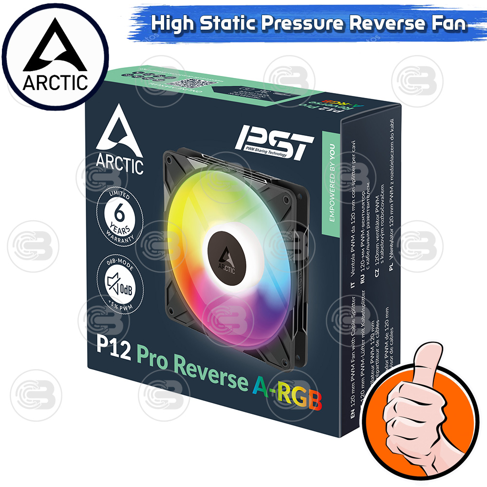 [CoolBlasterThai] ARCTIC P12 PRO REVERSE A-RGB PST BLACK (size 120 mm.) PC Fan Case ประกัน 6 ปี