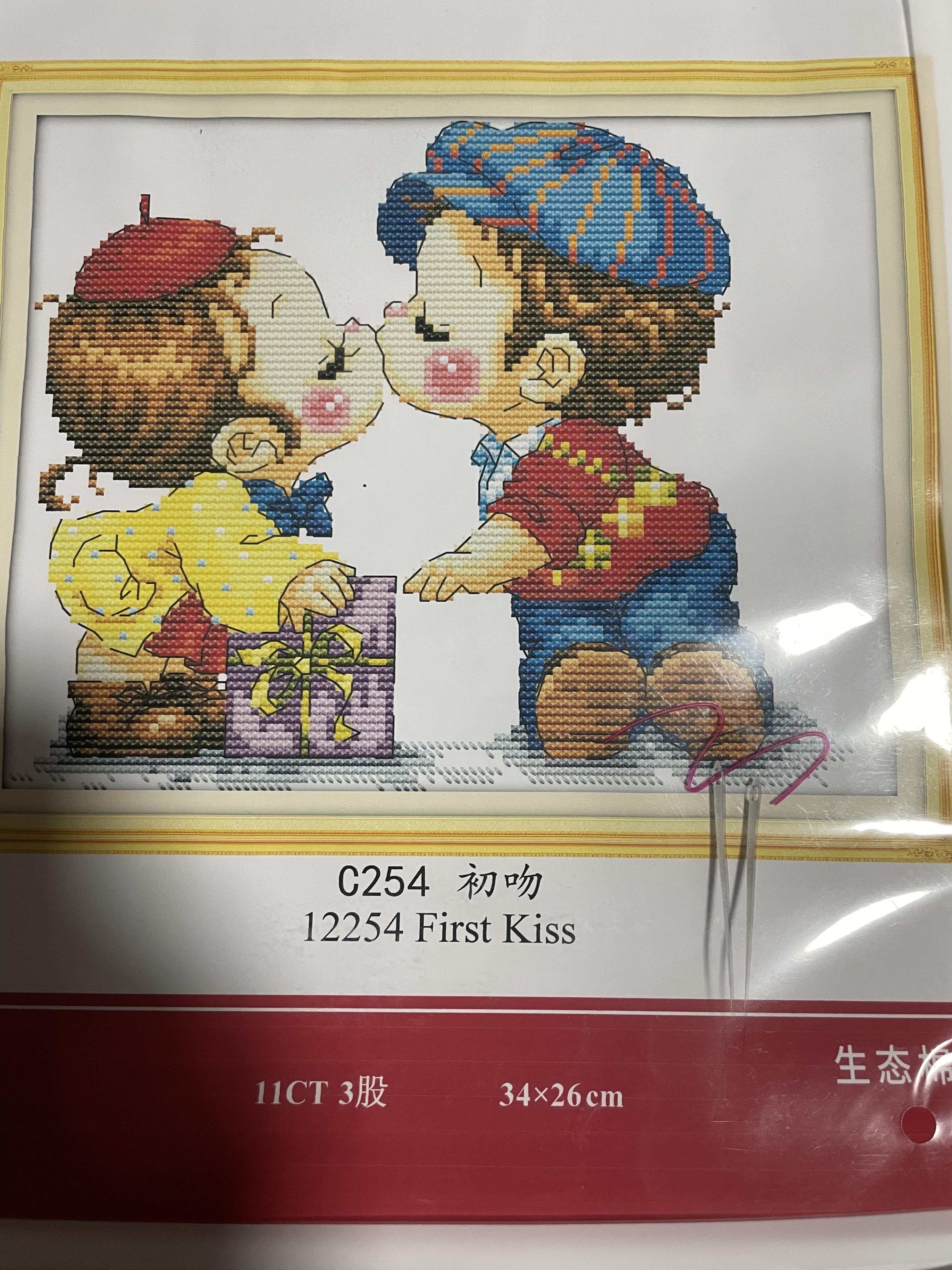 ชุดปักครอสติช ลายการ์ตูนคู่รัก ขนาด 34*26 ซม.ผ้าครอสติช 11 CT พิมพ์ลายบนผืนผ้า ไหมคอตตอน ผ้า+ผังลาย+เข็ม