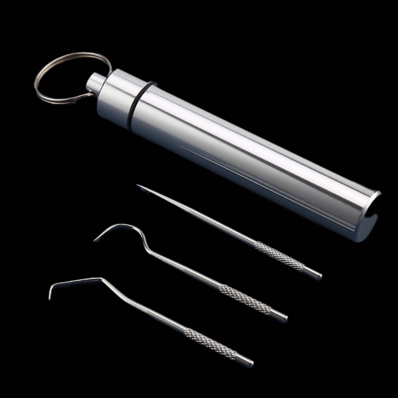 ไม้จิ้มฟัน สแตนเลสเกรด 304 ชุด7ชิ้น ทำความสะอาดช่องปากฟัน ไหมขัดฟันแบบพกพา ไม้จิ้มฟัน #304159