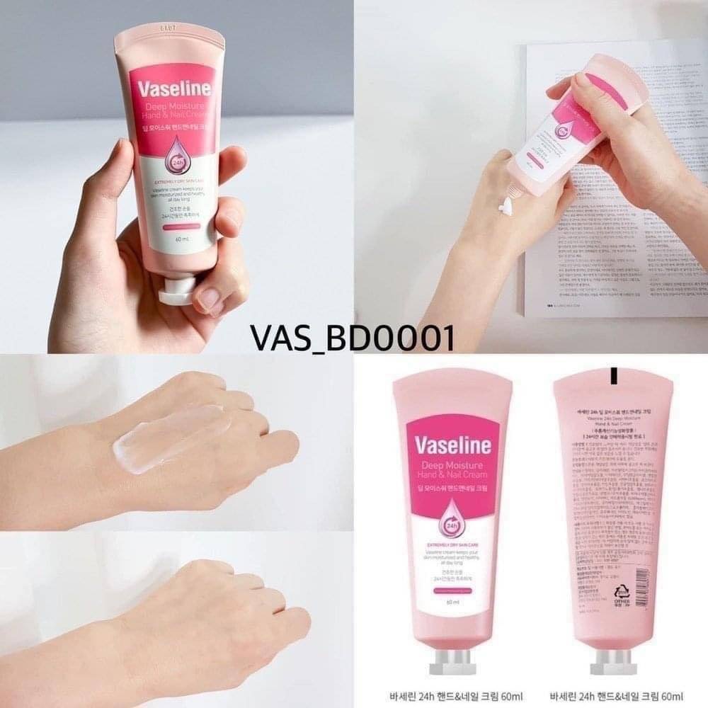 ครีมทามือ- Vaseline deep Moisture Hand&Nail Cream 60ml. วาสลีน ครีมบำรุงมือและเล็บ (1หลอด)