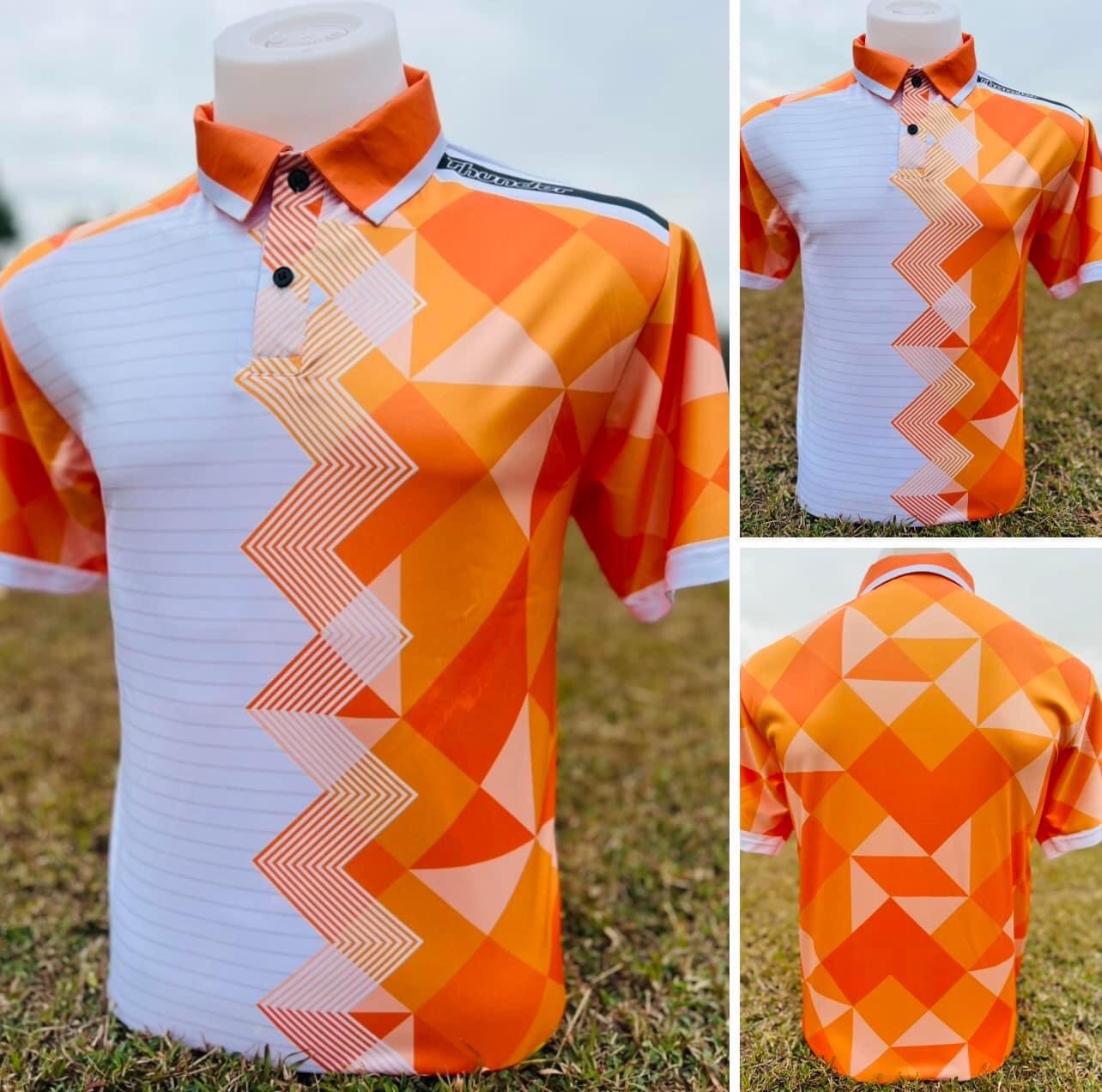 Micro POLO Sport เสื้อโปโล เสื้อคอปก เสื้อโปโลสำเร็จรูป แบบพิมพ์ลาย สีส้ม