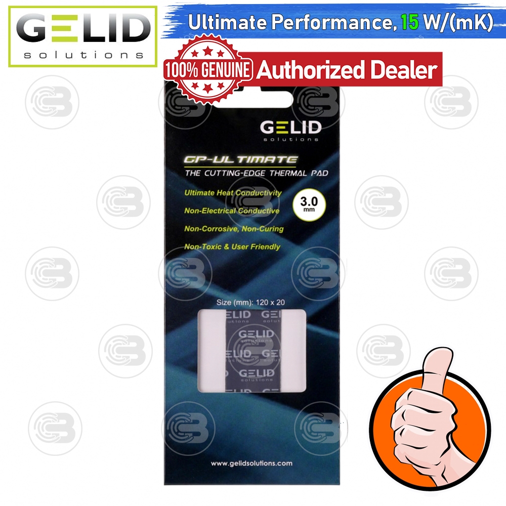 [CoolBlasterThai] GELID GP-ULTIMATE Thermal Pad (1 PCS) 120x20x3.0 mm./15.0 W/mK (TP-GP04-R-E)