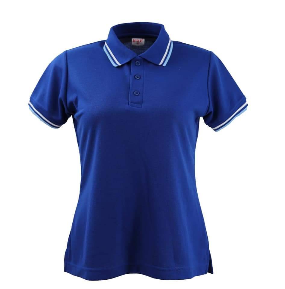 HBP POLO เสื้อโปโล เสื้อคอปก ทรงชาย-หญิง สีน้ำเงินขลิบฟ้า
