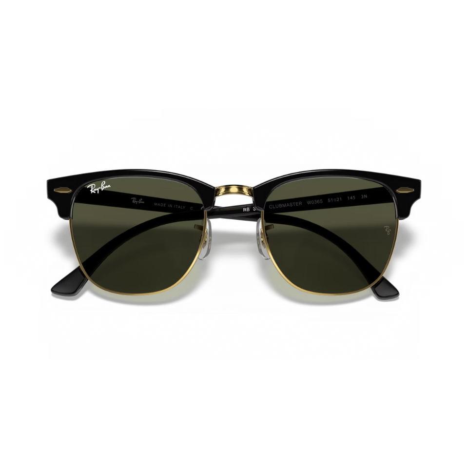 แว่นกันแดด Ray-Ban RB3016 W0365 Clubmaster Black/Gold G-15 S.51