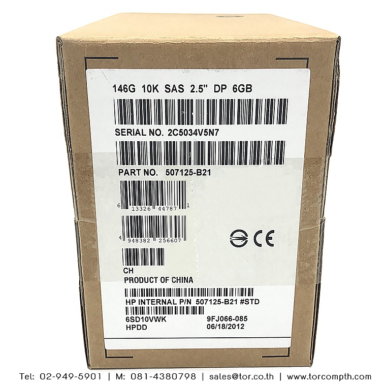 New, HP 507125-B21 507283-001 [TorCompTH Thailand] HP 146GB 10K 6G 2.5IN DP SAS HDD