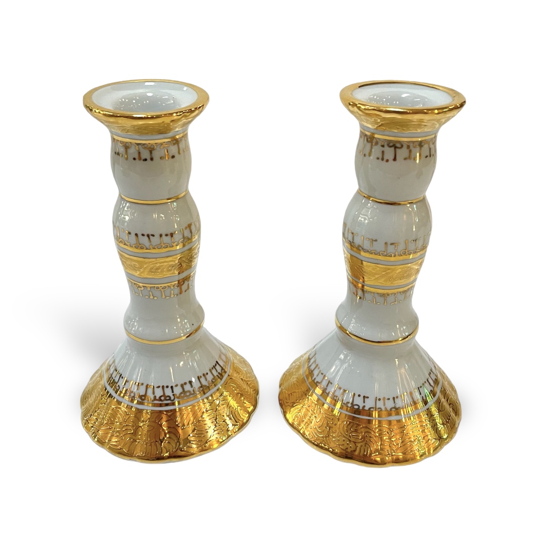 ชุดเบญจรงค์ สีขาวทอง ขนาด 10 นิ้ว