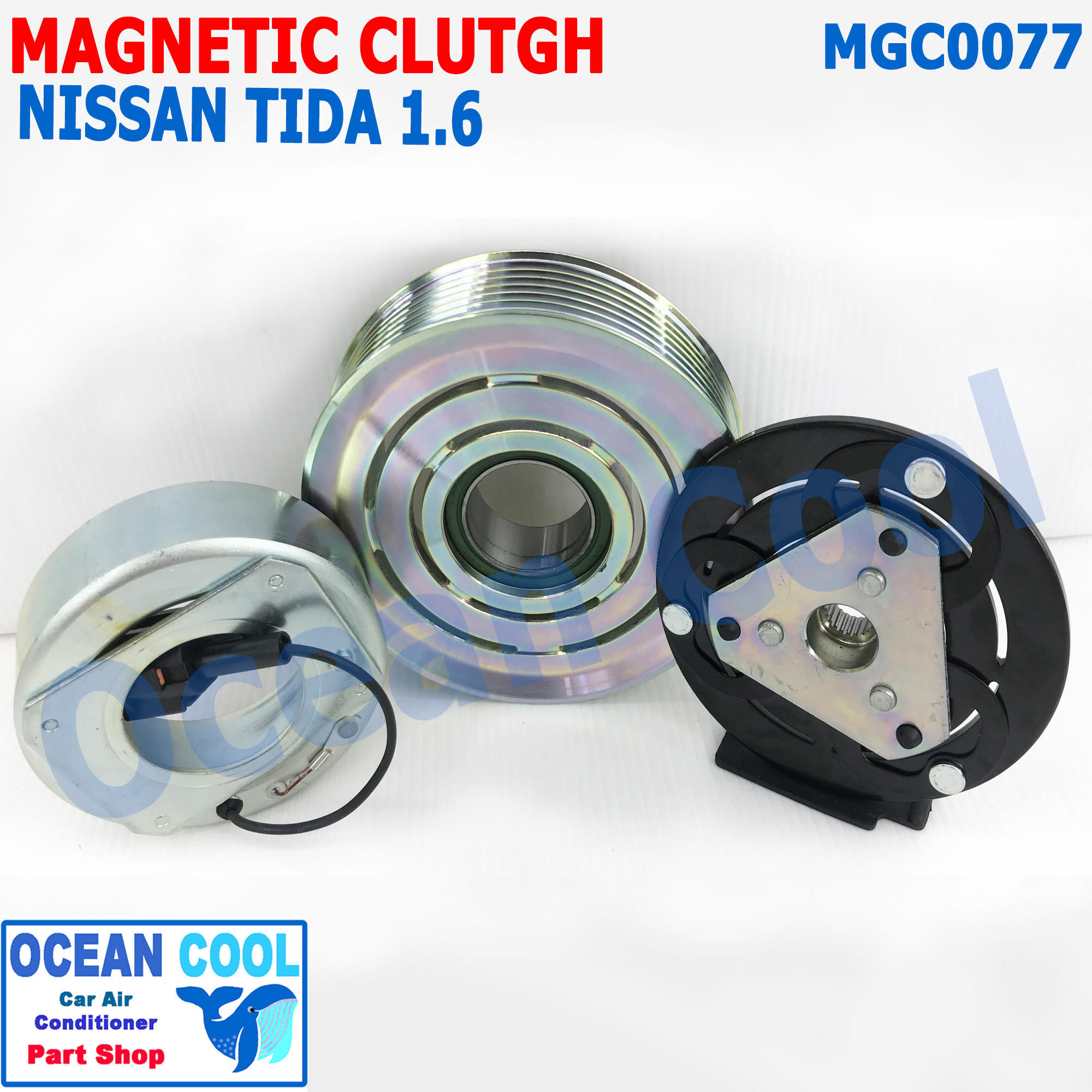 คลัชคอมแอร์ นิสสันทีด้า , คิวบ์ เครื่อง 1.6 ลูกปืนมู่เล่คลัชต์ NSK แท้ MGC0077 (คอม KK) Magnatic Clutch Assembly Set for NISSAN TIDA 1.6 , Cube'09 Z12 ชุดหน้าคลัชคอมแอร์