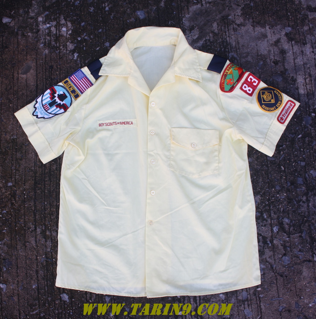 ขายแล้ว เสื้อลูกเสื้อสหรัฐสีเหลือง พร้อมอาร์ม