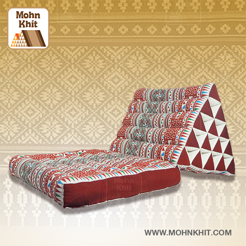 หมอนสามเหลี่ยม 15 ช่องติดเบาะ 1 พับ 55cmx76cmx36 cm Triangle Thai Floor Cushions Traditional 15 holes with 1 part of mattress.