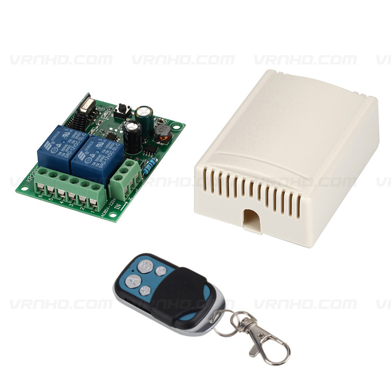 WRR-02; 2channel 433MHz Wireless Remote Relay Switch AC 250 Volts 2,200 Watts Max.