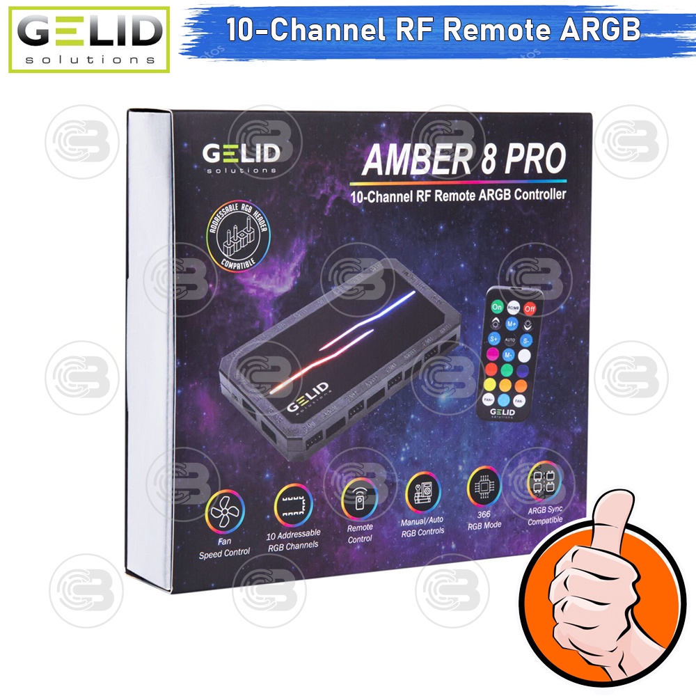 [CoolBlasterThai] GELID AMBER 8 PRO 10-Channel RF Remote ARGB+8 PWM Channels Controller ประกัน 2 ปี