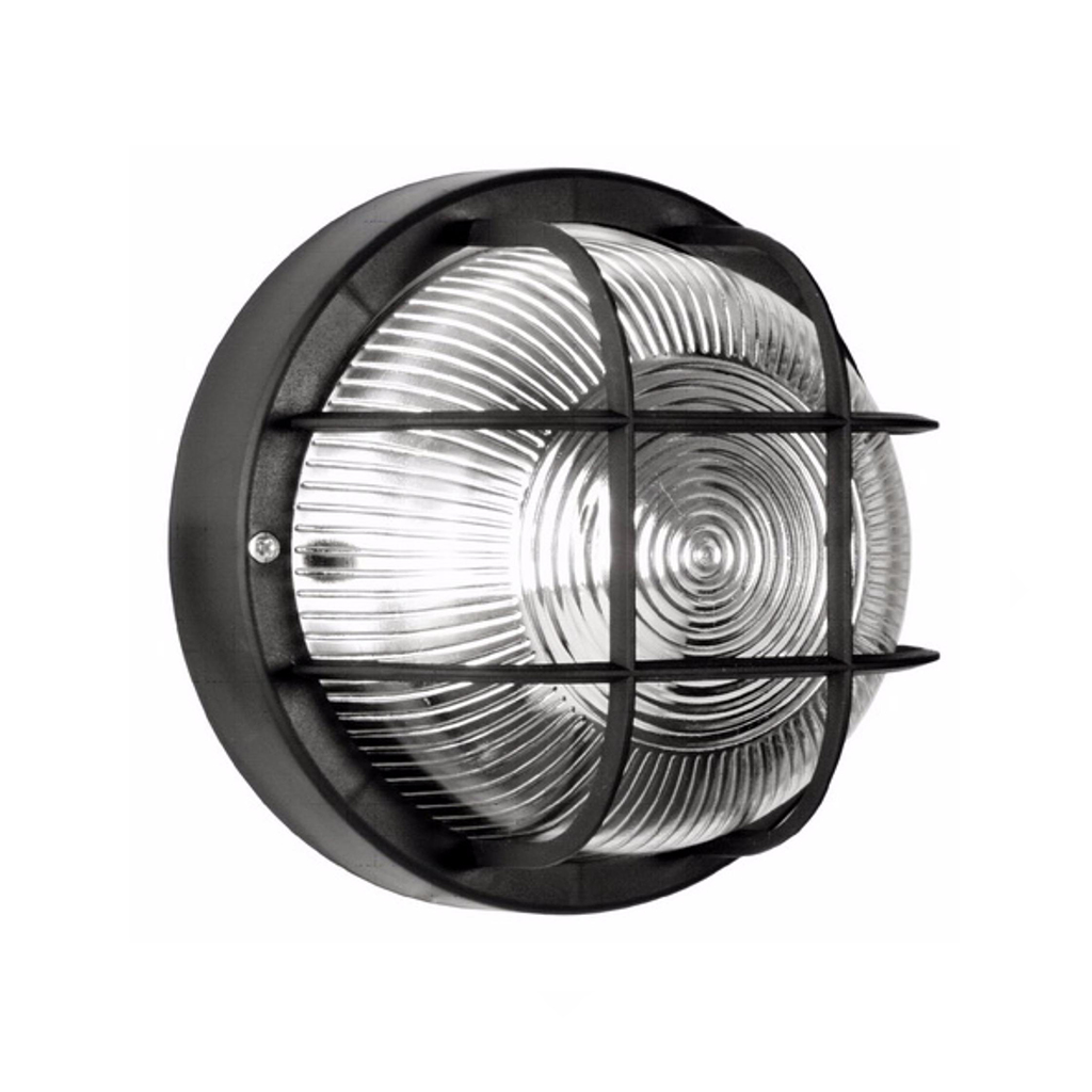 โคมไฟติดผนัง แบบกลม E27 ดำ (ฟรี หลอด LED 3W)