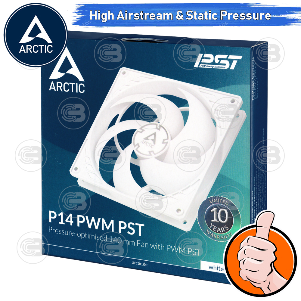 [CoolBlasterThai] ARCTIC P14 PWM PST WHITE (size 140 mm.) PC Fan Case ประกัน 6 ปี
