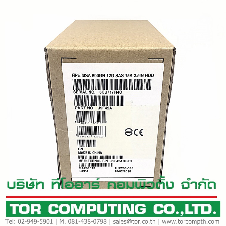 NEW, HP J9F42A / 787642-001 [TorCompTH Thailand - ขาย จำหน่าย ราคา] HP MSA2 600GB 15K 12G 2.5IN DP ENT SAS HDD