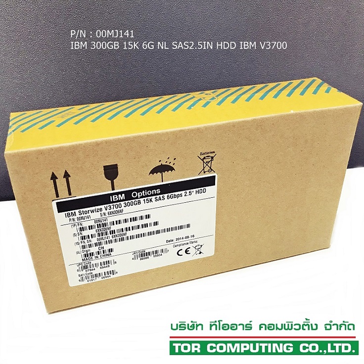 New, IBM 00MJ141 [TorCompTH - ขาย จำหน่าย ราคา] IBM 300GB 15K 6G SAS 2.5IN HDD IBM V3700