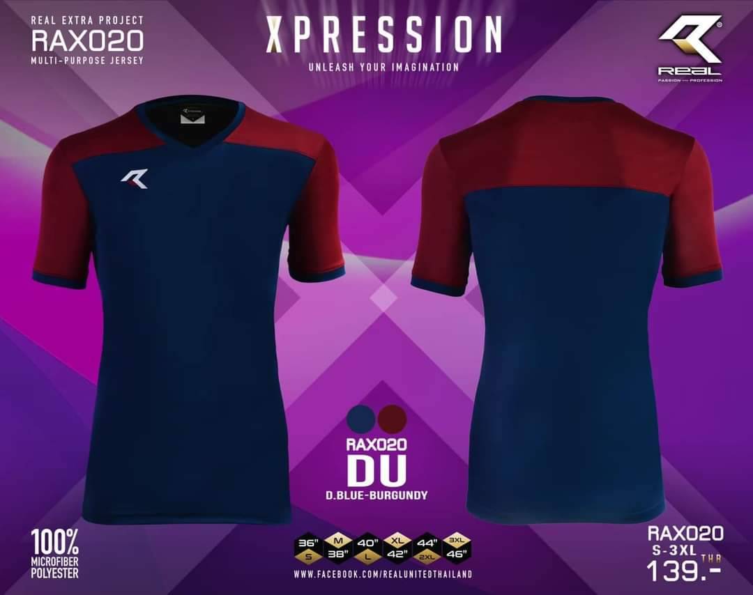 เสื้อกีฬา เรียล XPESSION RAX020 สีกรมท่า-แดงเลือดหมู