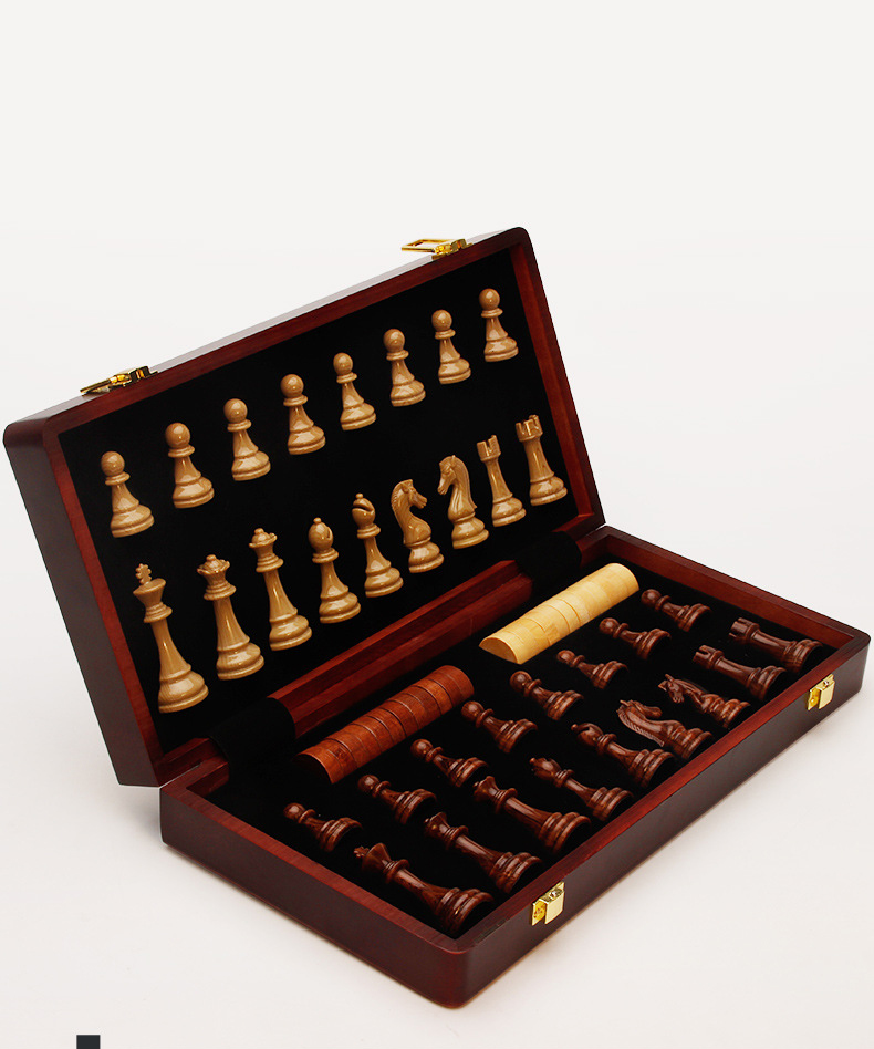 ชุดหมากรุกสากลไม้ (ตัวอะคริลิคลายไม้) 2in1 Wooden Chess Set