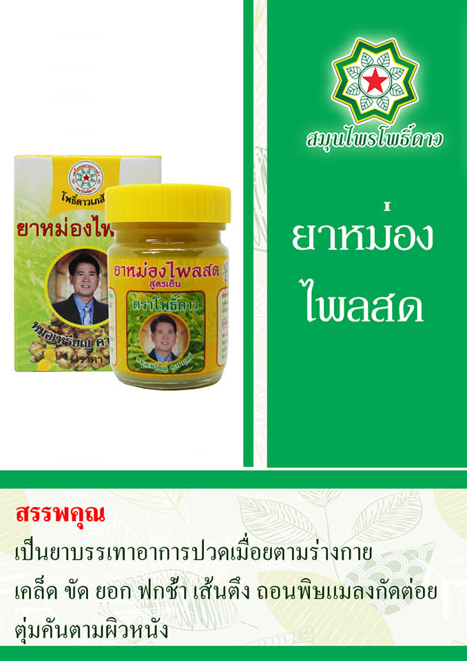 ยาหม่องไพลสด โพธิ์ดาว สูตรเย็น หมอเหรียญ คามบุศย์ สินค้าคุณภาพ ขนาด 50 กรัม