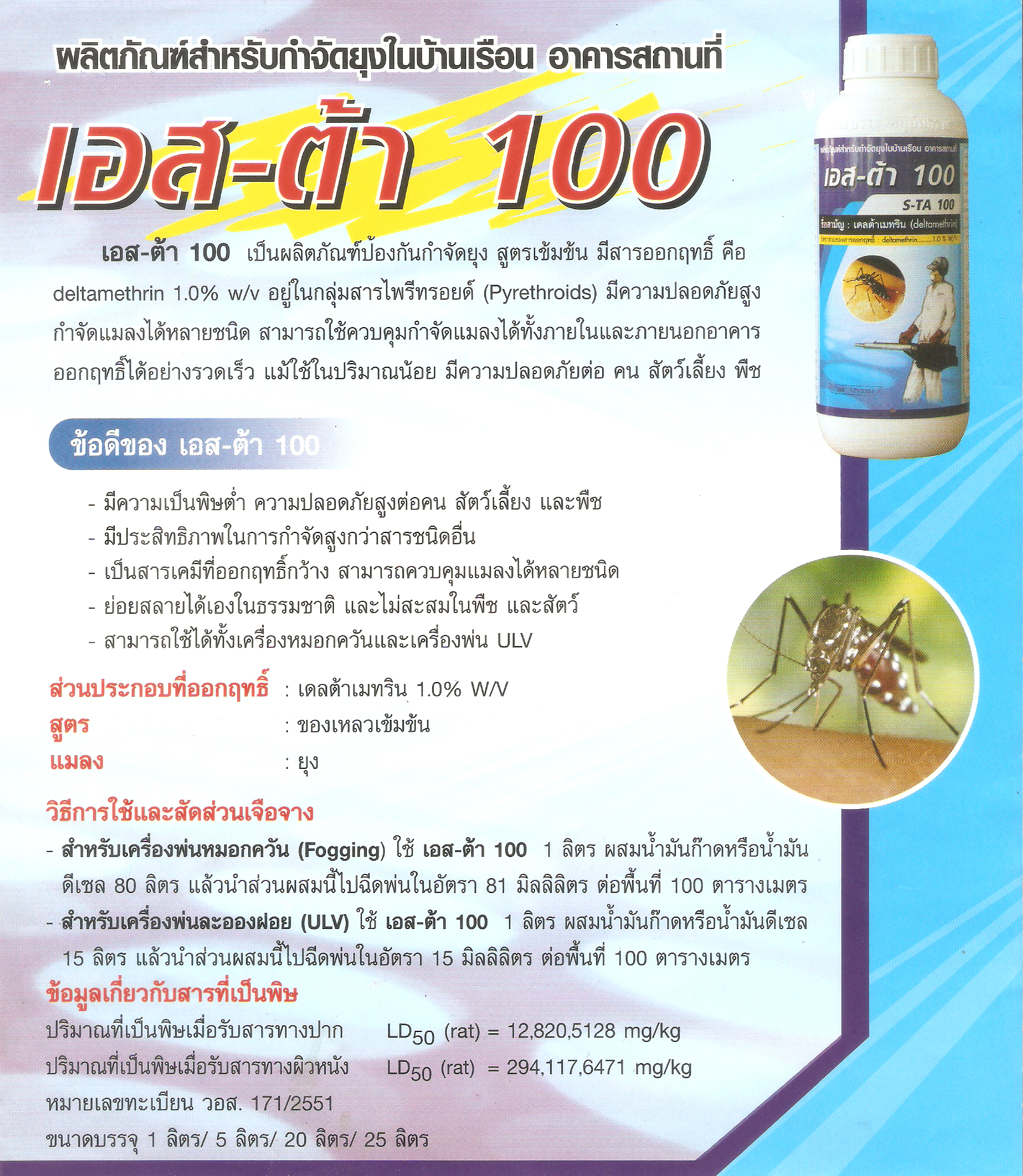 น้ำยาพ่นหมอกควัน กำจัดยุงและแมลง เอสต้า 100
