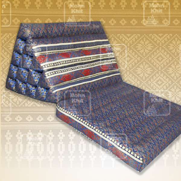 หมอนสามเหลี่ยมผ้าสุโขทัย15 ช่องติดเบาะ1พับ 50x90x36Cm Tri-angle kapok silk 100%Traditional Floor Cushions 15 holes with1 part of mattress.