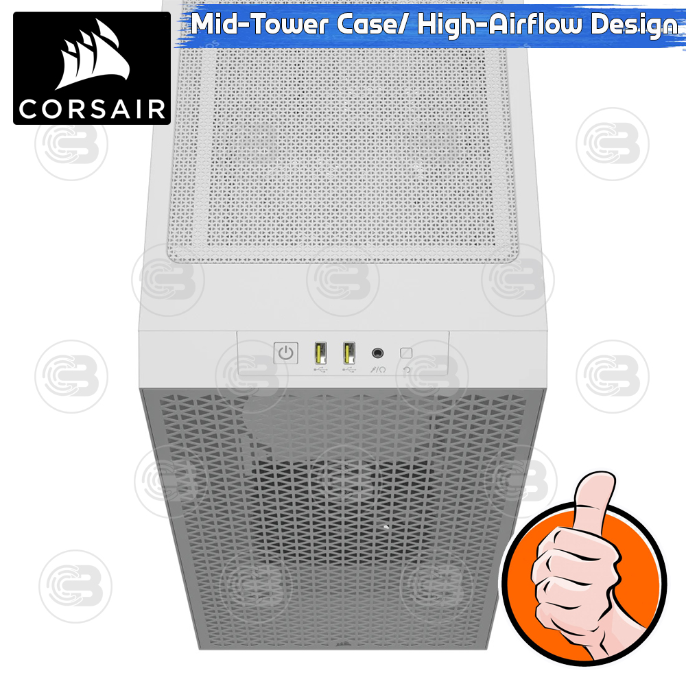 [CoolBlasterThai] CORSAIR 3000D AIRFLOW WHITE Mid-Tower PC Case ประกัน 2 ปี (CC-9011252-WW)