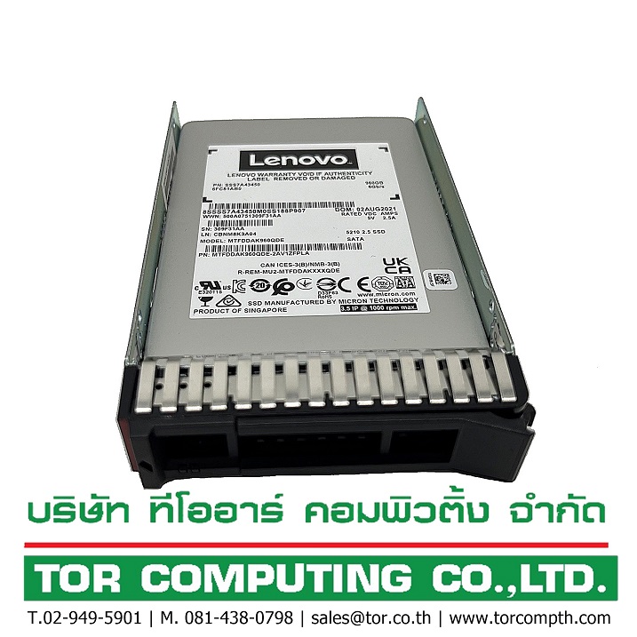LENOVO SSS7A43450 [TorCompTH Thailand ขาย จำหน่าย ราคา] ThinkSystem 960GB SATA 6G HS 2.5in SSD