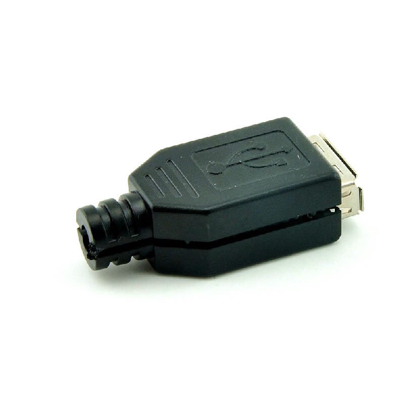 USB 2.0 Type A Female 4 Pin Plug Socket Connector with Black Plastic Cover