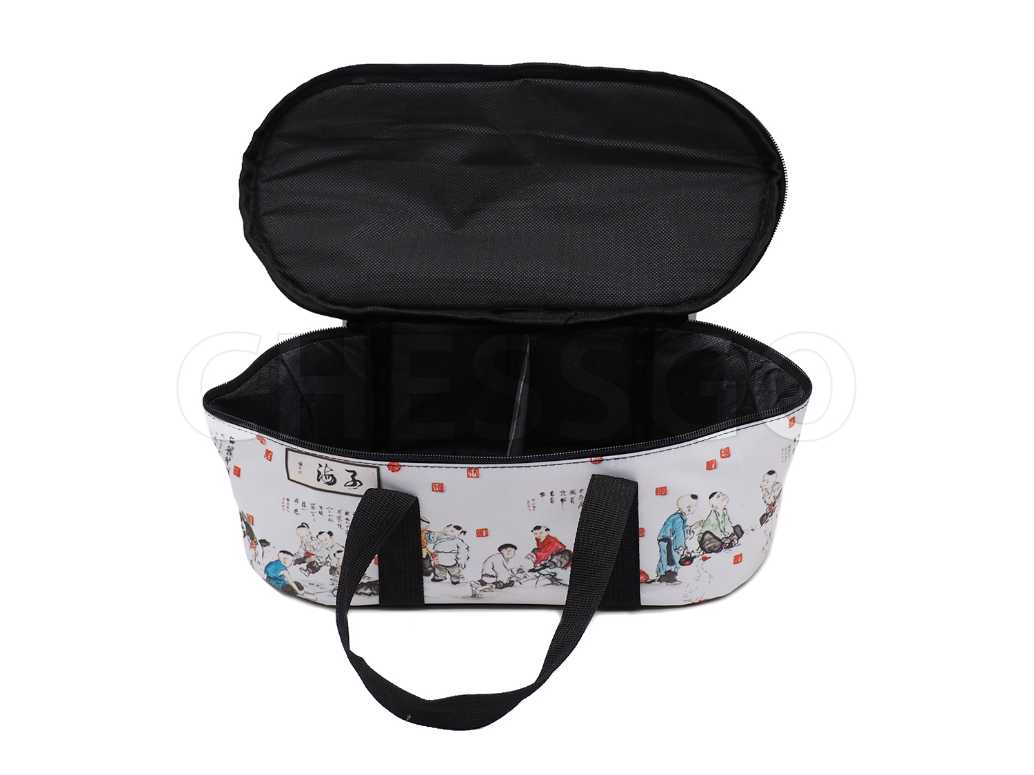 กระเป๋าหมากล้อมลายจีน(ขาว)