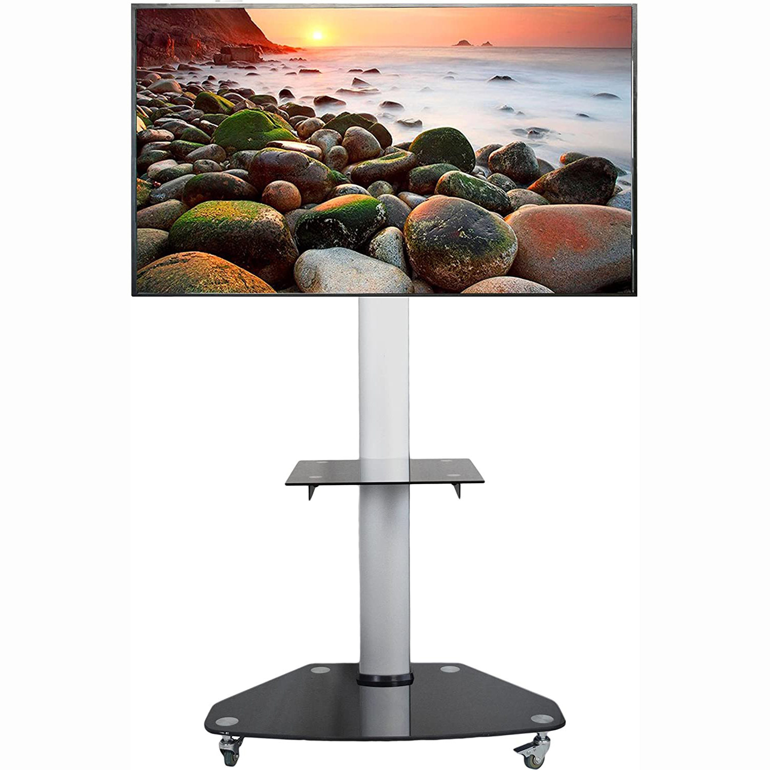 F8350G Contemporary Design ขาตั้งทีวี 37"-70" ปรับหมุนจอภาพแนวตั้ง-แนวนอน และปรับความสูงได้ 1.20-1.80 เมตร