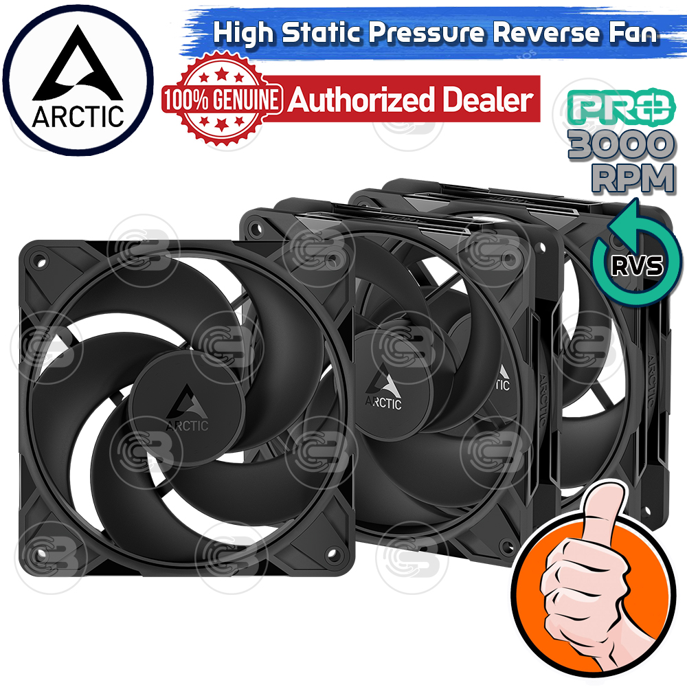 [CoolBlasterThai] ARCTIC P12 PRO REVERSE PST BLACK (size 120 mm.) X3 Value Pack PC Fan Case ประกัน 6 ปี