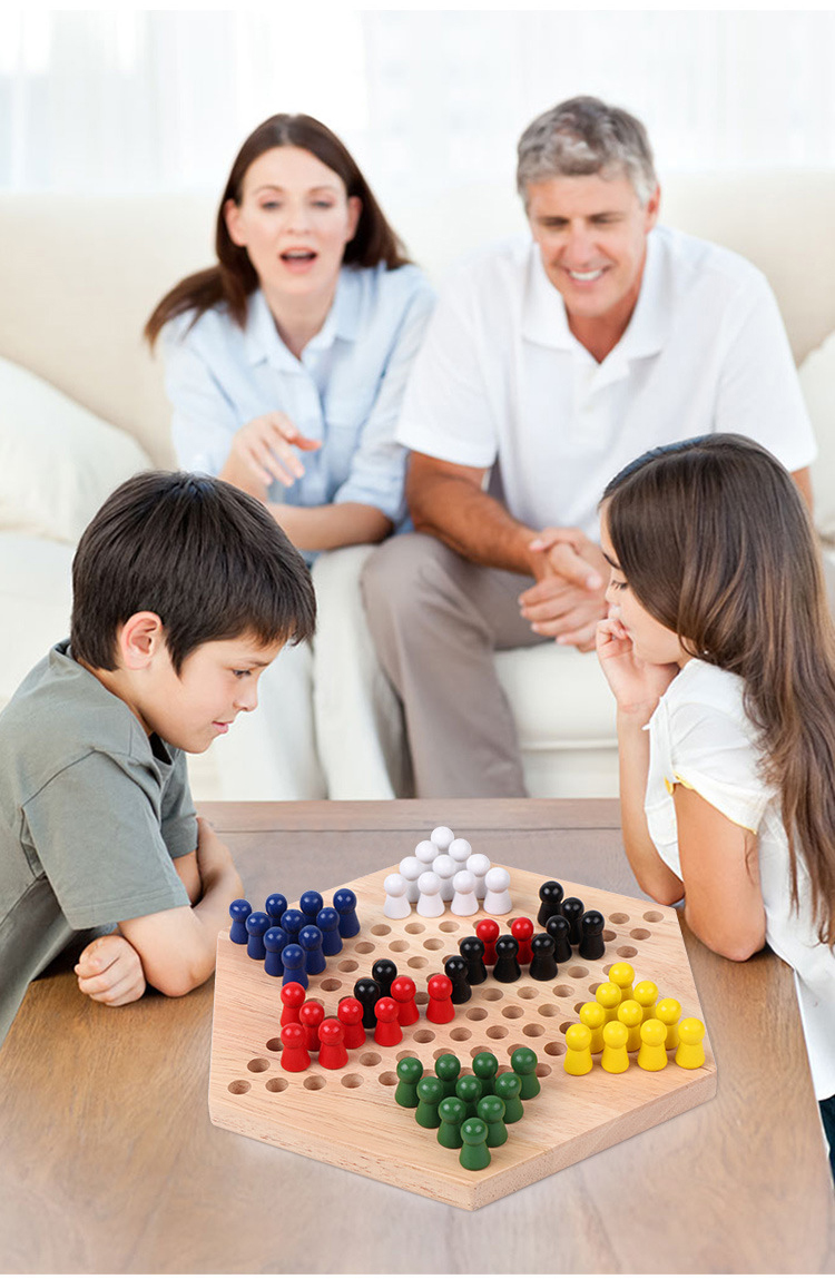 หมากฮอสจีนไม้ Chinese Checkers (ไม้ยางพารา)