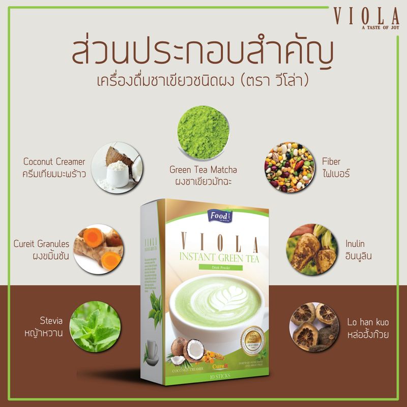 ชาเขียวสุขภาพ วีโอล่า สูตรพรีเมี่ยม ชาเขียวมัทฉะญี่ปุ่นแท้ แคลอรี่ต่ำ รสชาติเข้มข้ม