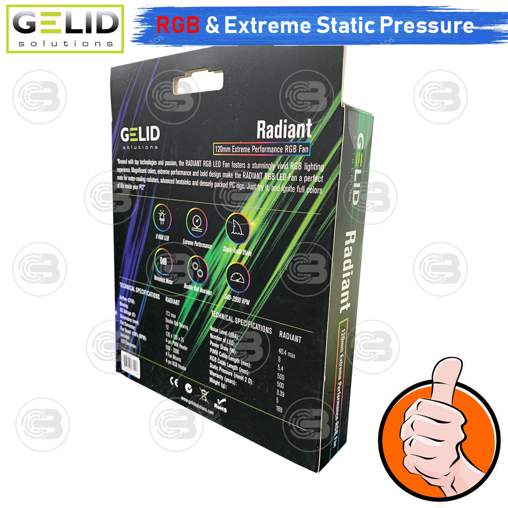 [CoolBlasterThai] GELID RADIANT 12CM (120mm) Extreme Performance RGB Fan Case ประกัน 5 ปี