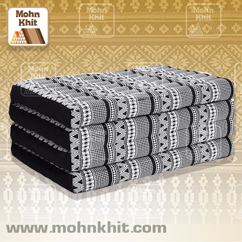 ที่นอนขิด 4 พับใหญ่ลายชนเผ่า 110x180x8Cm//Thai Folding mattresses Our traditional Thai Mattress is hand stuffed with natural kapok.