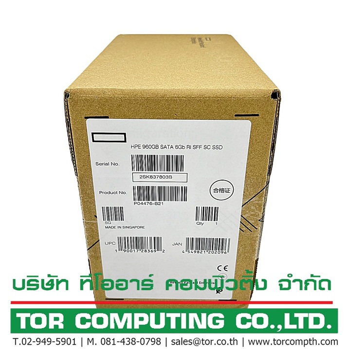 NEW HP P04476-B21 [TorCompTH Thailand ขายจำหน่าย ราคา] HP 960GB 6G SATA RI SSD 2.5in HDD with Tray for HPE SimpliVity 380 G10
