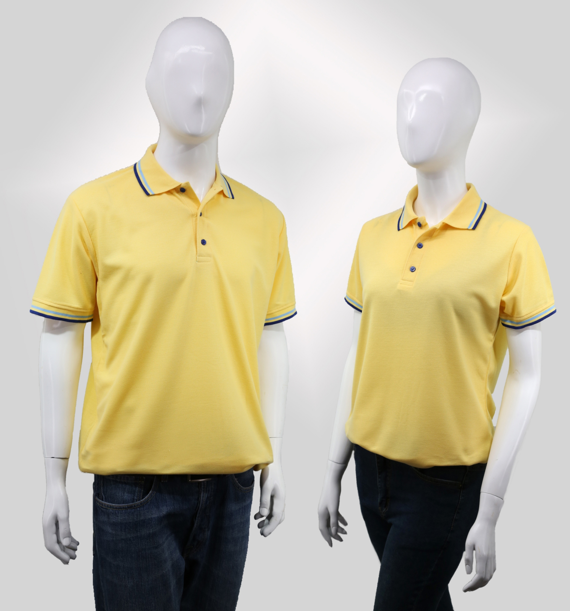 HBP POLO เสื้อโปโล เสื้อคอปก ทรงชาย-หญิง สีเหลืองขลิบกรมท่าฟ้า