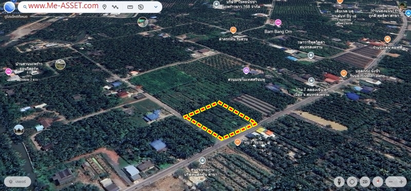 ขายที่ดินเปล่า ย่าน ทางหลวงชนบท3046 ซอยเจริญชัย คลองเขิน อำเภอเมือง สมุทรสงคราม : ใกล้บ้านสวนมะพร้าวอ่อนรีสอร์ท : 1-3-52.2 ไร่