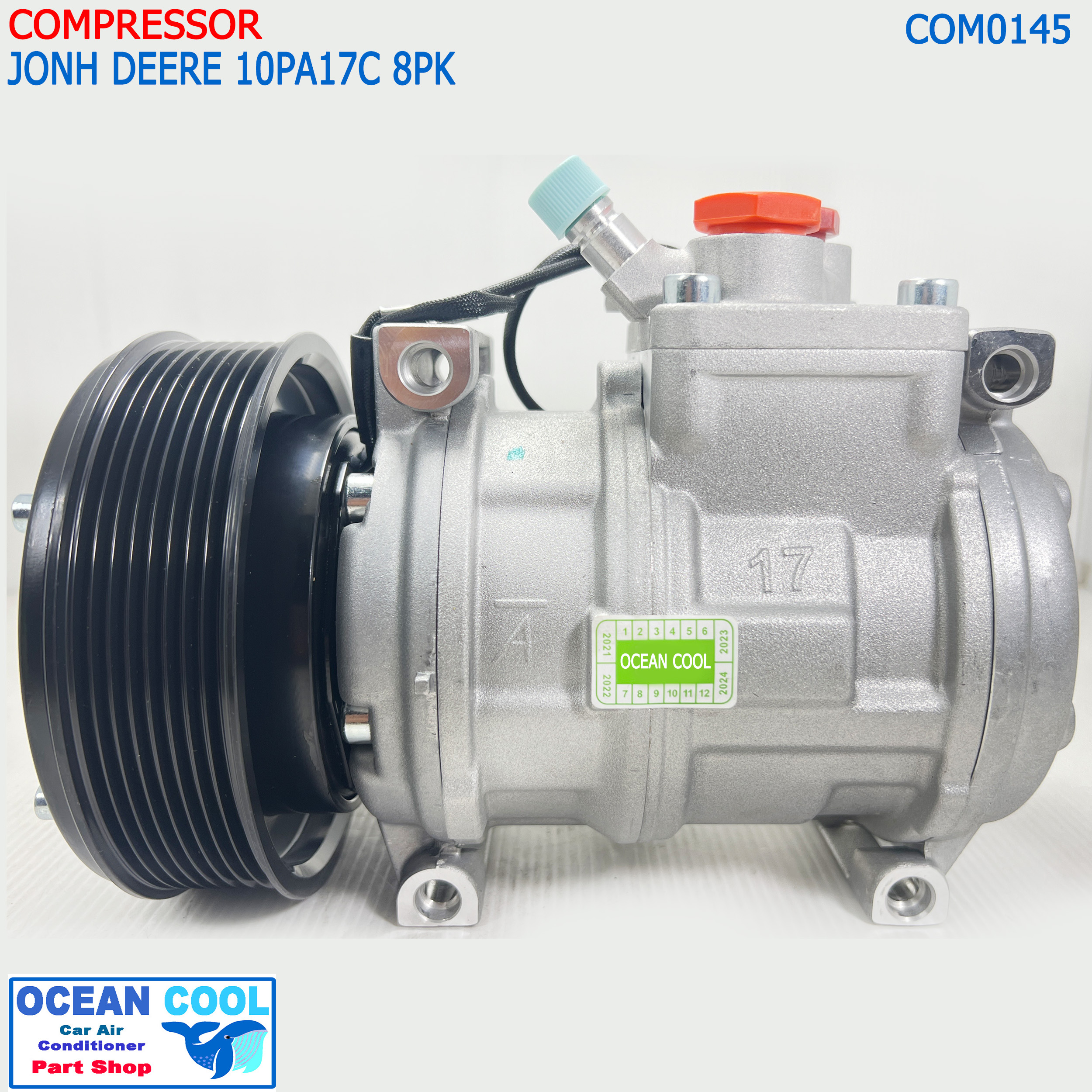 คอมแอร์JONH DEERE 10PA17C 8PK 12v com0145 จอห์น เดียร์ คอมแอร์รถตัดอ้อย รถไถ รถแทรกเตอร์