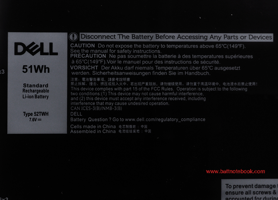 Battery Dell XPS 13 7390 2in1 51Whr 52TWH แบตเตอรี่ Dell 7390 แท้ ตรงรุ่น ประกันศูนย์ Dell Thailand ราคา พิเศษ