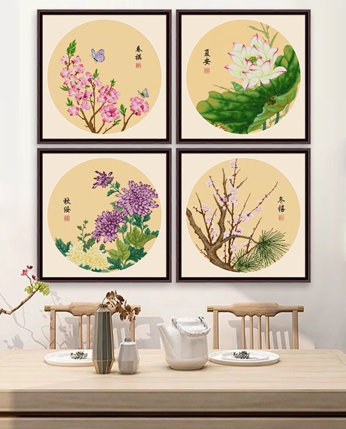 Four seasons flowers (พิมพ์ลาย)